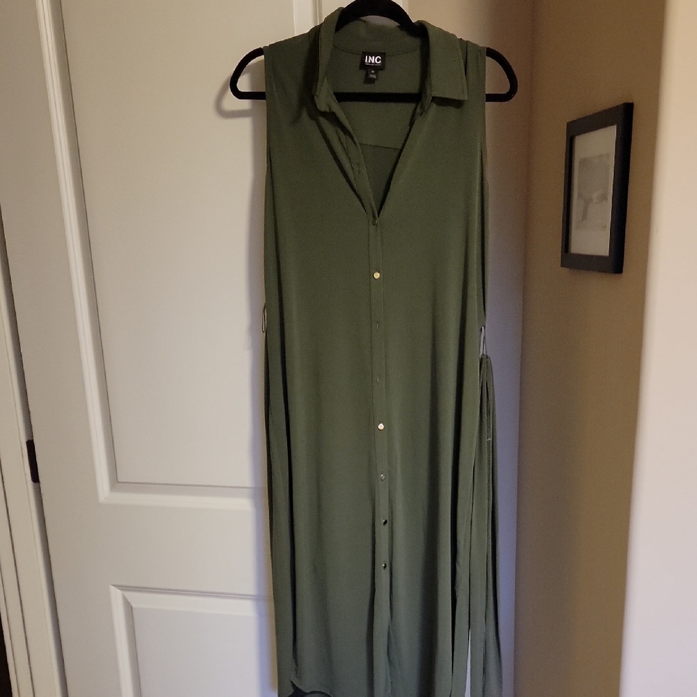 INC International Concepts Olive Green Sleeveless Dress